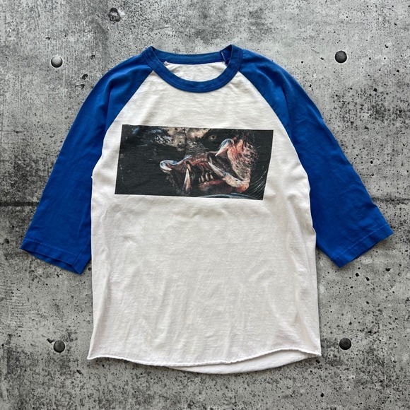 Unbranded Other - Vintage Predator T-Shirt Mens Medium White Blue Movie Sci-Fi Raglan Alien Y2K